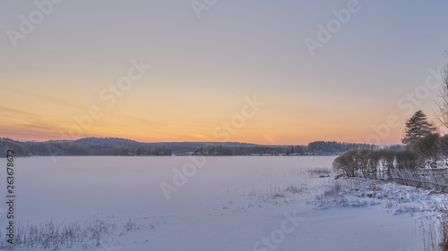 Obraz na płótnie Orange Winter Sunset w salonie
