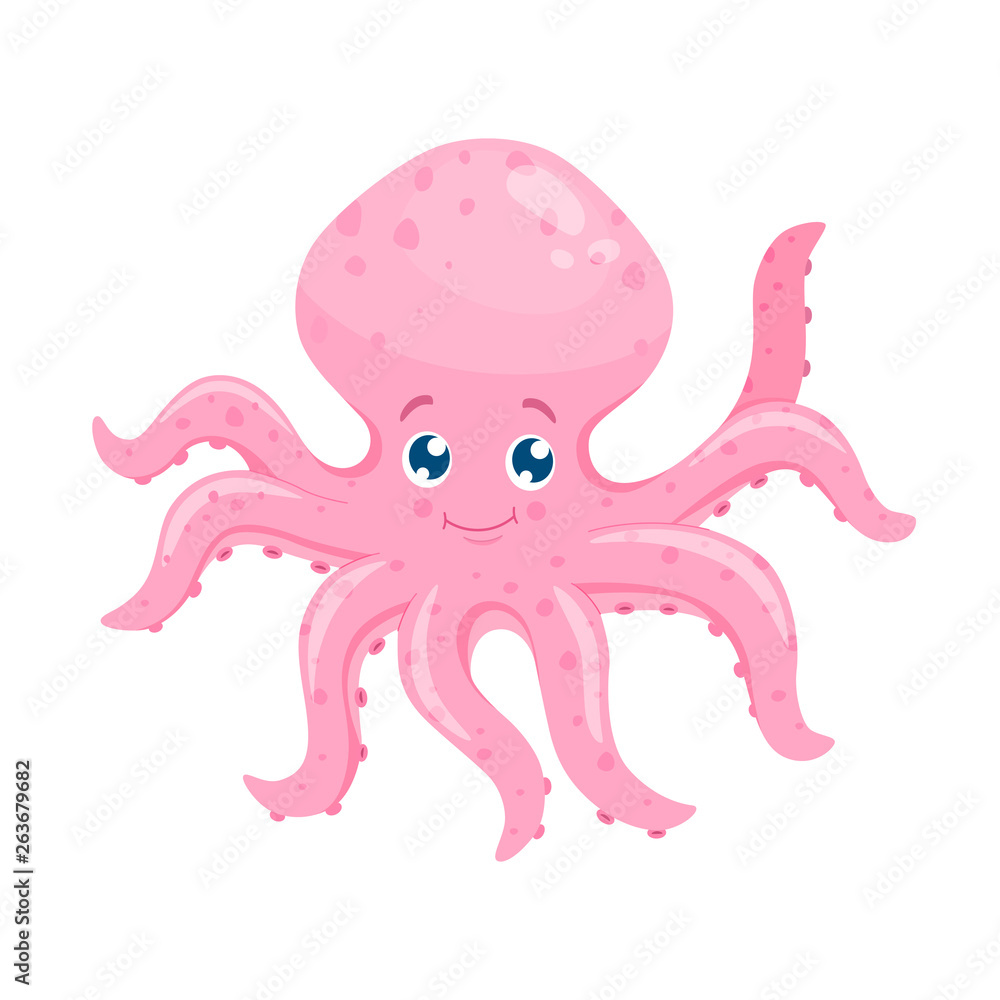 Cute cartoon octopus vector illustration. Cute cartoon octopus vector illustration.