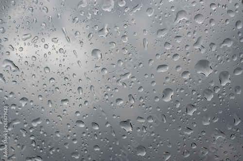 Picture Inside of water rain drops on car window glass