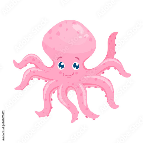 Cute cartoon octopus vector illustration.