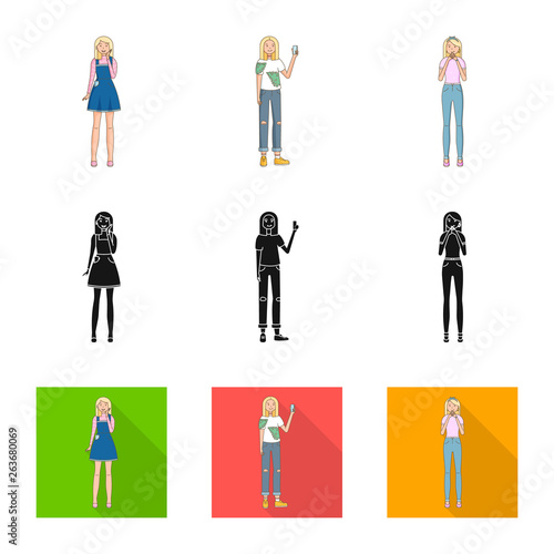 Vector illustration of posture and mood logo. Collection of posture and female stock vector illustration.