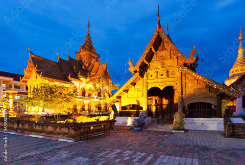 Wat Buppharam am Abend, Thailand photo