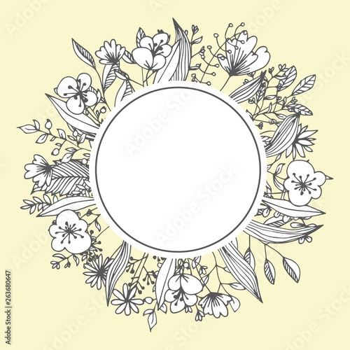 Flower frame greeting card template floristic decor