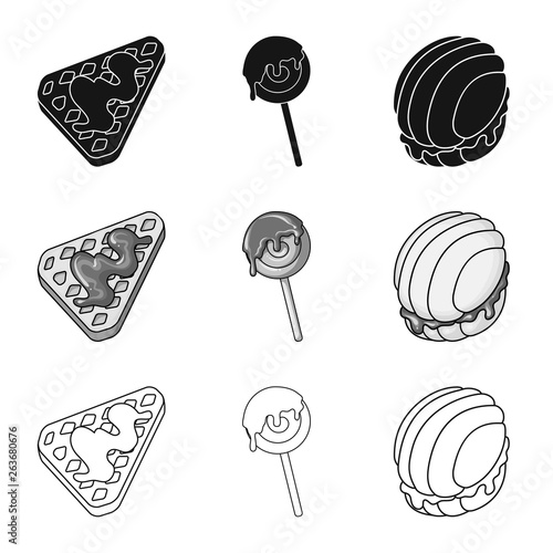 Vector design of confectionery and culinary symbol. Collection of confectionery and product stock vector illustration.