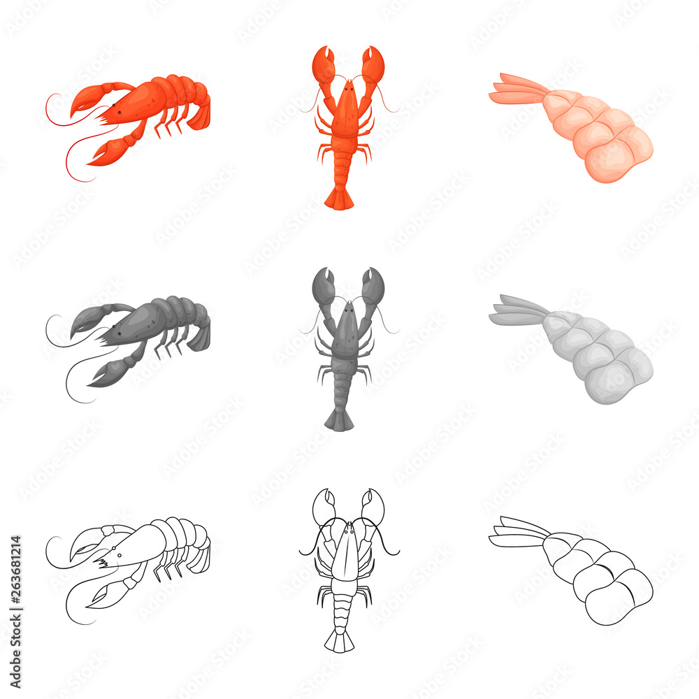 Isolated object of appetizer and ocean symbol. Set of appetizer and delicacy vector icon for stock. Isolated object of appetizer and ocean symbol. Set of appetizer and delicacy vector icon for stock.