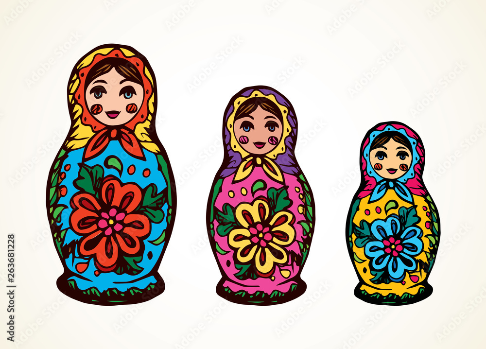 Vector drawing. Nested doll Vector drawing. Nested doll