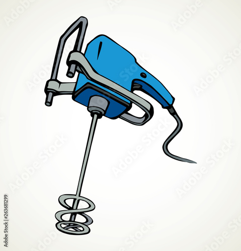 Hand mixer for concrete. Vector drawing
