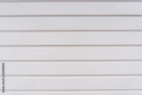 Texture of striped white wooden garage door.