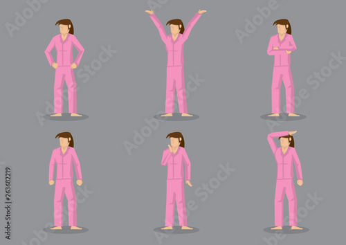 Girl in Pink Pajamas Set Vector Character Illustration