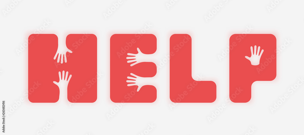 The word Help made with hands. Vector illustration The word Help made with hands. Vector illustration