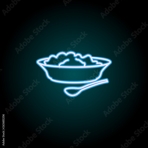 puree plates neon icon. Elements of Food set. Simple icon for websites, web design, mobile app, info graphics