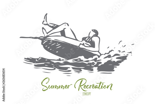 Water, sea, summer, attraction, banana concept. Hand drawn isolated vector.