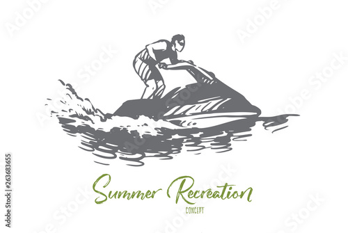 Sea, summer, water, hydro cycle, activity concept. Hand drawn isolated vector.