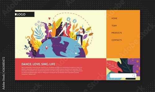 Hiking and camping traveling and tourism web page template