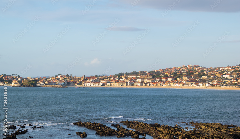 Panoramic view of the town of Panxon. Small tourist town located in the rias baixas (Pontevedra)