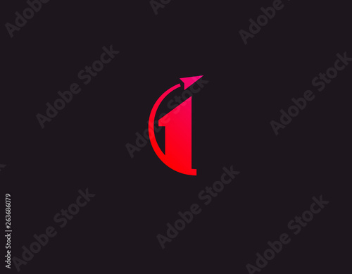 Geometric red logo number 1 and flight of a rocket abstract for a business company