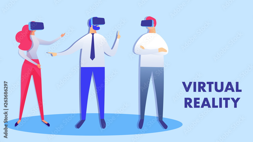 Collaborative Virtual Reality Vector Illustration Collaborative Virtual Reality Vector Illustration