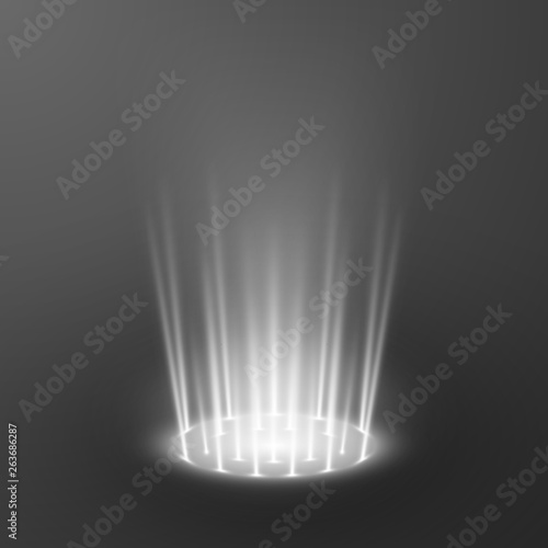 Teleport light effects. Magical portal. Futuristic holographic design element. Vector illustration