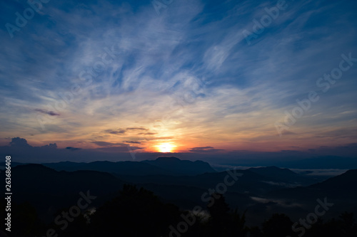  Sunset in the middle of the valley in the evening