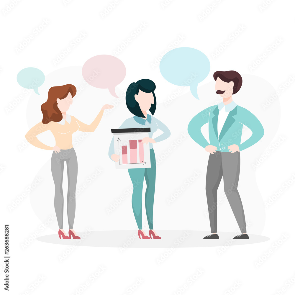 Three business person stand and talk. Businessman Three business person stand and talk. Businessman