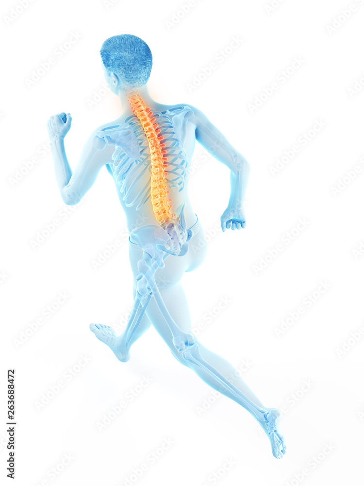3d rendered medically accurate illustration of a runners painful back 3d rendered medically accurate illustration of a runners painful back