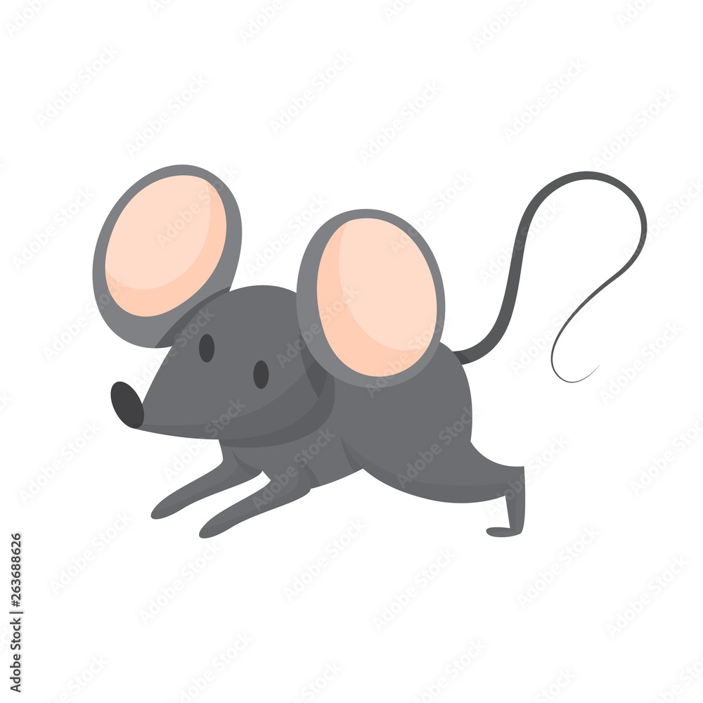 Cute funny mouse. Animal with big ears and grey fur Cute funny mouse. Animal with big ears and grey fur