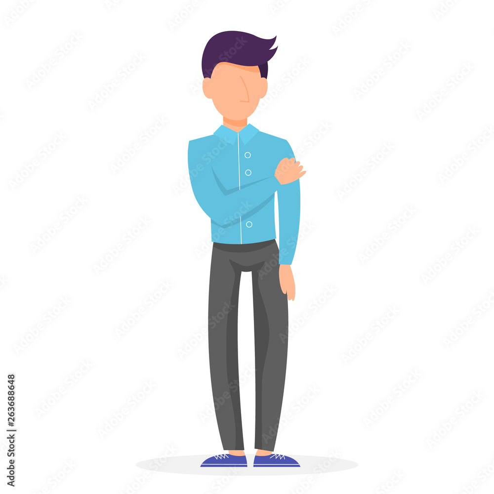 Young man character. Handsome adult guy in fashion clothes Young man character. Handsome adult guy in fashion clothes