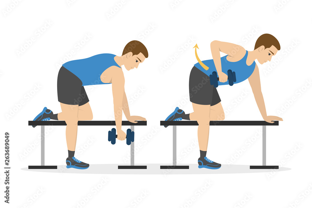 Naklejka premium Man doing arm workout. Idea of healthy and active lifestyle