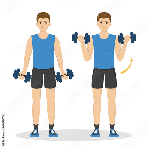 Man doing arm workout. Idea of healthy and active lifestyle
