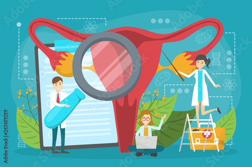 Doctor make uterus examination concept. Gynecology and female