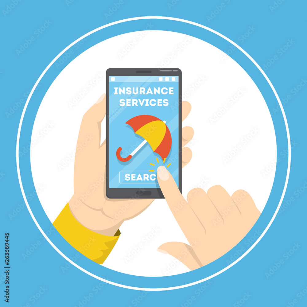 Online insurance service concept. Idea of bying insurance Online insurance service concept. Idea of bying insurance
