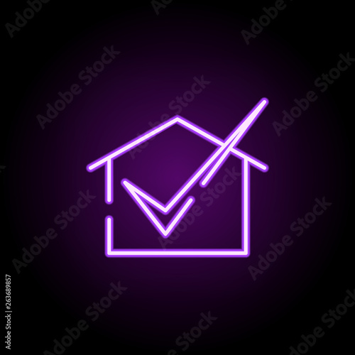 approval of the plan at home neon icon. Elements of construction set. Simple icon for websites, web design, mobile app, info graphics