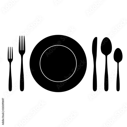 The contours of the cutlery, isolated.