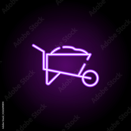 wheelbarrow with sand neon icon. Elements of construction set. Simple icon for websites, web design, mobile app, info graphics