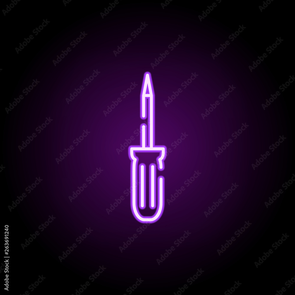 flathead screwdriver neon icon. Elements of construction set. Simple icon for websites, web design, mobile app, info graphics flathead screwdriver neon icon. Elements of construction set. Simple icon for websites, web design, mobile app, info graphics