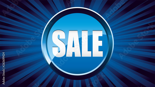 Blue sale announcement background with text in glitter button