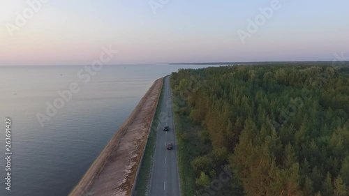 Wallpaper Mural Kiev reservoir. Kiev Sea. Road. Copter shooting Torontodigital.ca