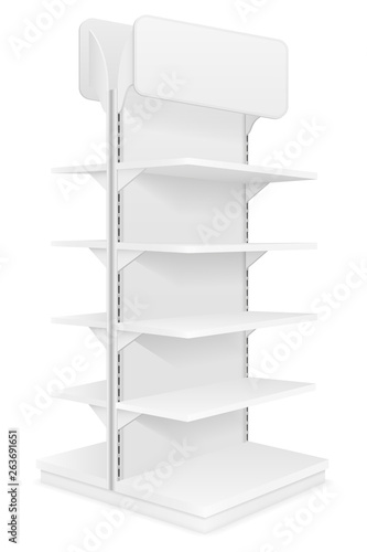 shelving rack for store trading with a sign to advertise goods and products empty template for design stock vector illustration