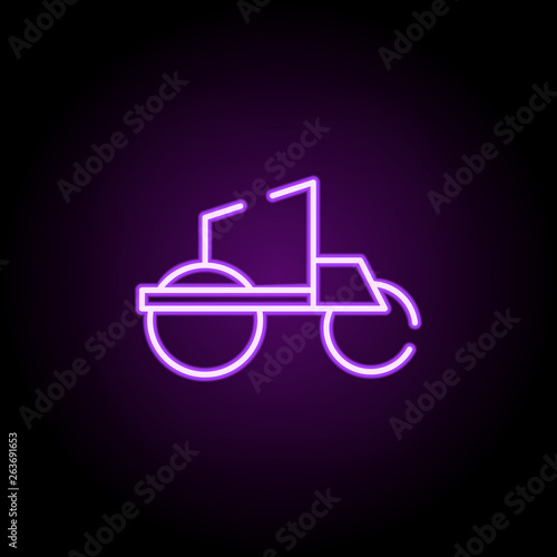 asphalt compactor neon icon. Elements of construction set. Simple icon for websites, web design, mobile app, info graphics
