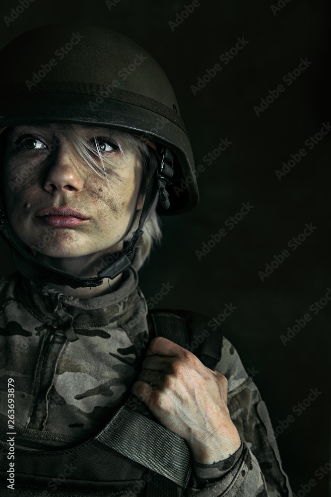 Portrait of young female soldier Portrait of young female soldier