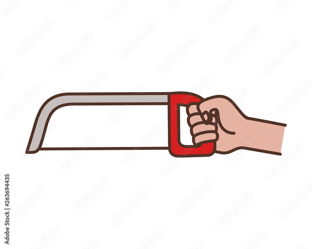 Fototapeta premium hand with saw tool isolated icon