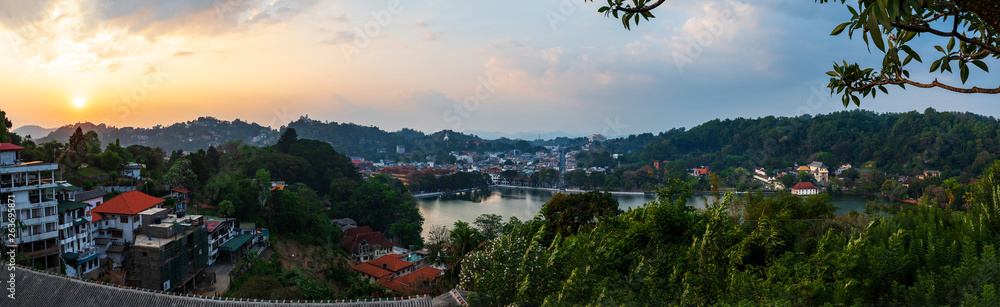 Panoramic view of Kandy city in Sri Lanka