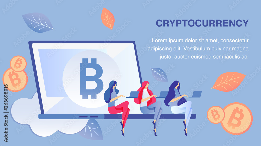 Obraz premium Cryptocurrency Mining Flat Banner Vector Template