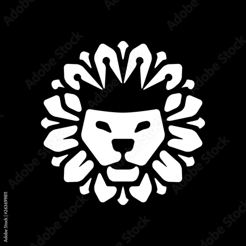 Vector lion king face logo combined with flower