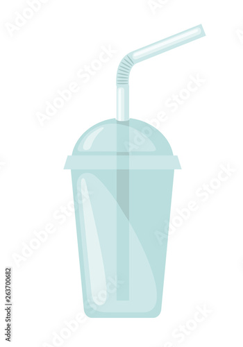 Transparent plastic glass icon on white background.