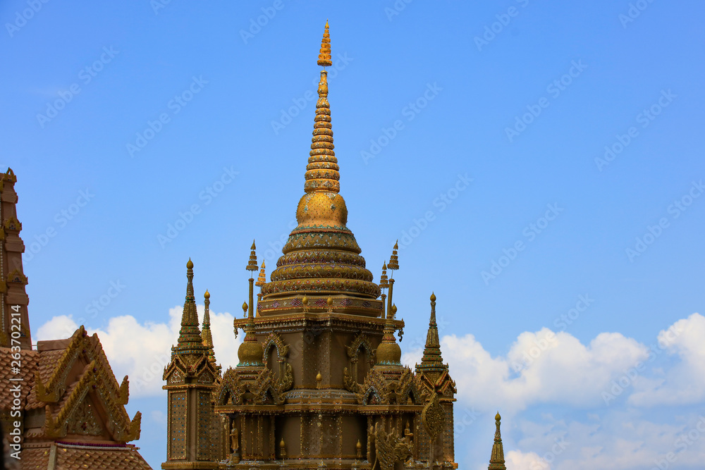 Fototapeta premium Sand pagoda to respect to Buddha of Thai people on Songkran Festival or Thai new year