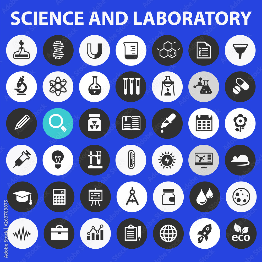 Science and Laboratory icon set, trendy flat icons