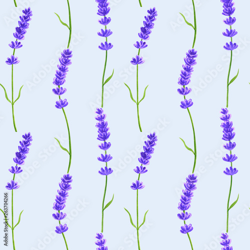 Lavender flowers. Seamless pattern. Hand drawn watercolor illustration. Texture for print  fabric  textile  wallpaper.