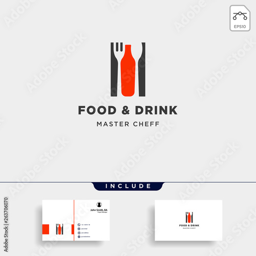 food and drink bottle simple flat logo design vector illustration