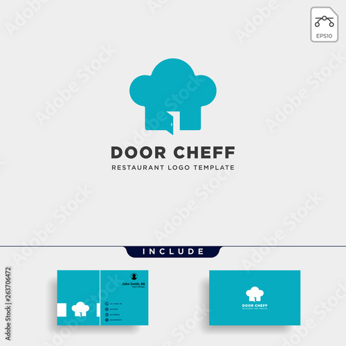 chef door restarant food store simple flat logo design vector